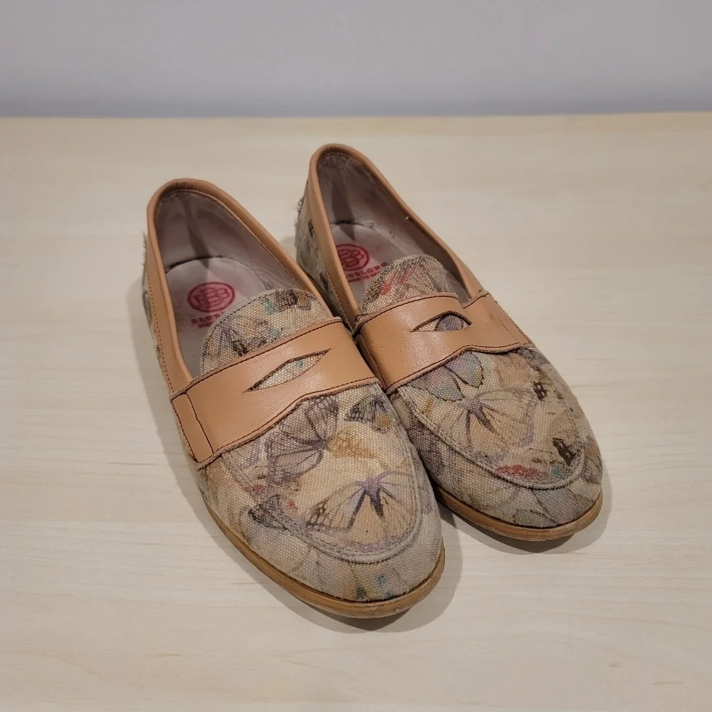 Sz 37 EU BluBlonc Caylee Leather Butterfly Loafers